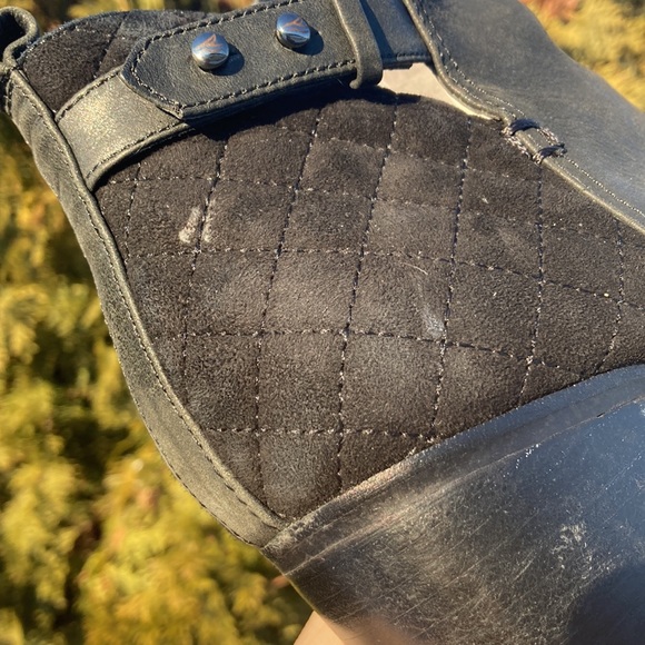 Sperry Top Sider Black Leather Ankle Heeled Booties Women’s Size 8 - Picture 12 of 15